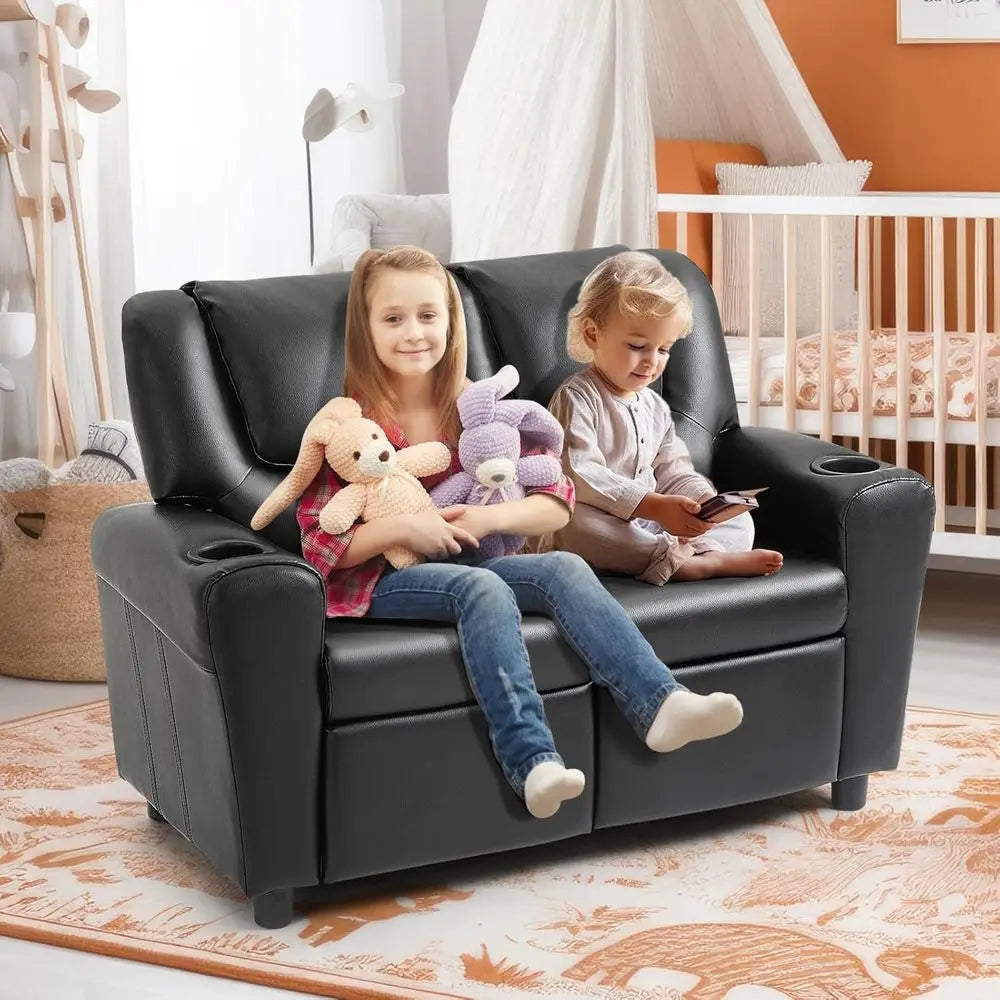 LISM Toddler Recliner Sofa With Cup Holder And Headrest