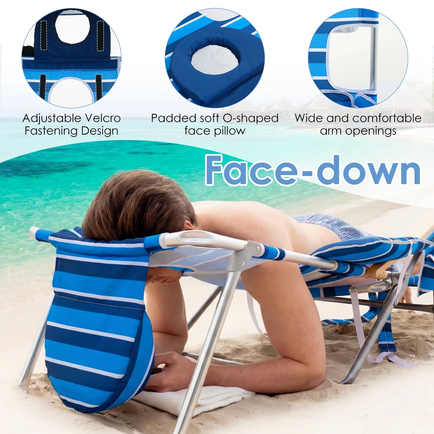 TCGBKAF Beach Chair With 5-Position Footrest Folding Lounge