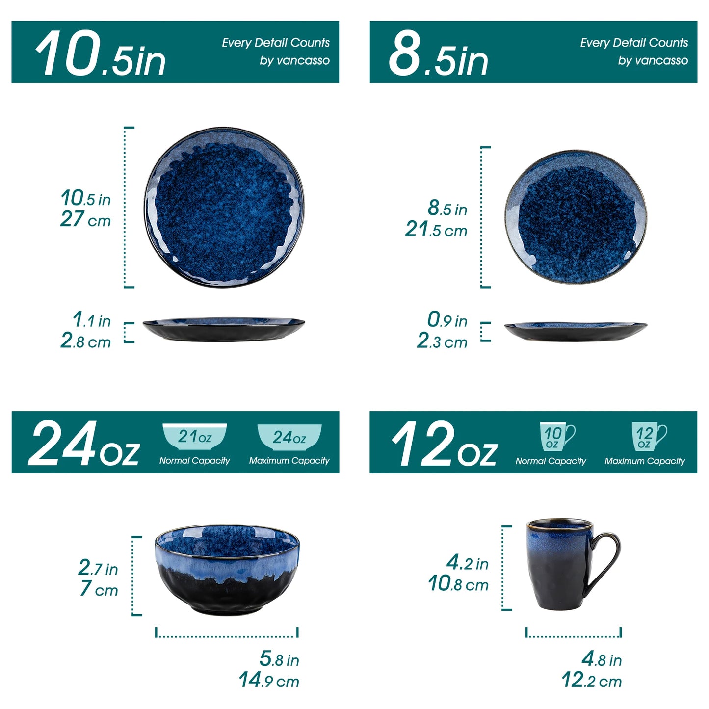 MALACASA Dinnerware Set Service for 4, 8, 12 Guests