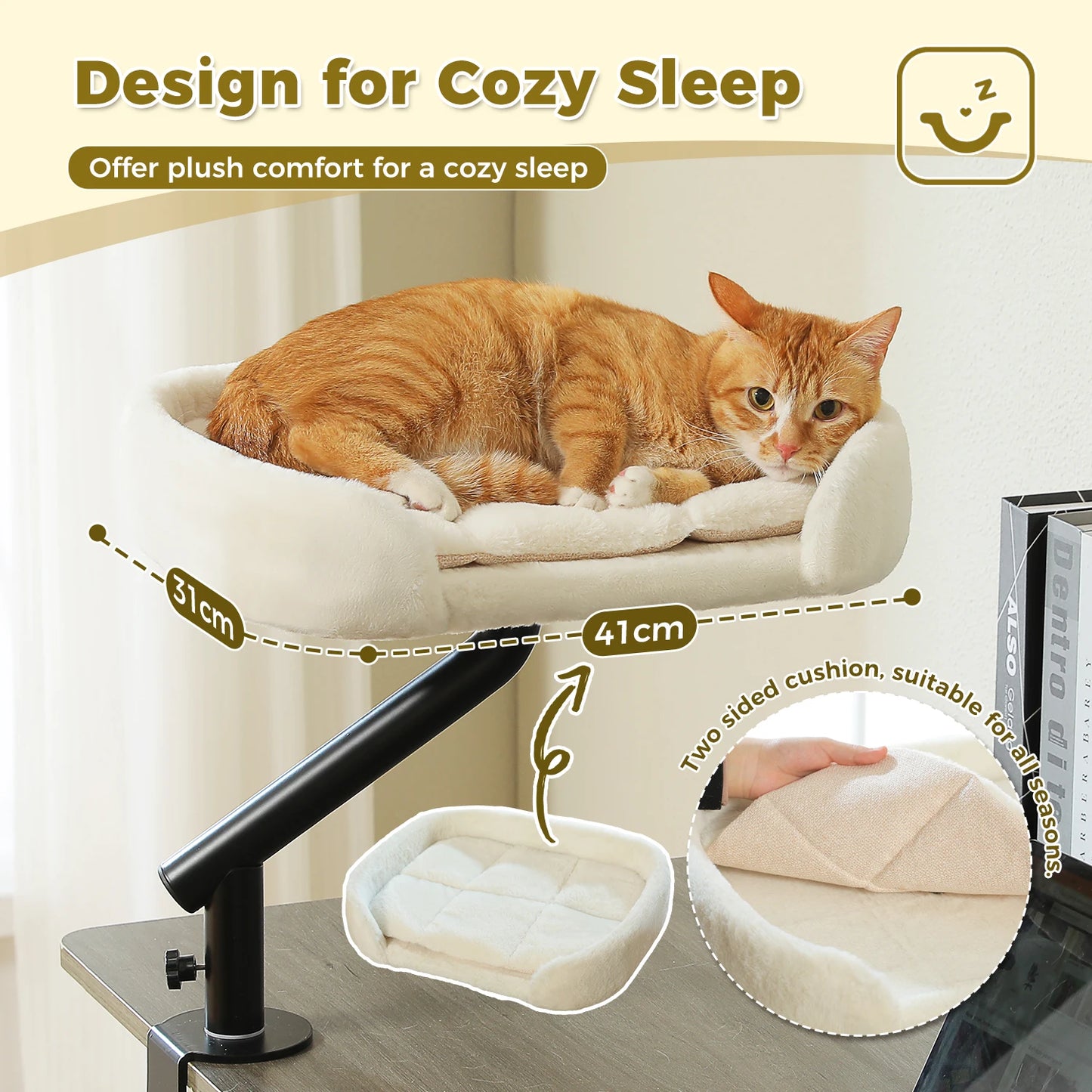 PAWZ Road Cat Desk Bed 360 Degree Rotatable Bed Stand For Indoor Cats
