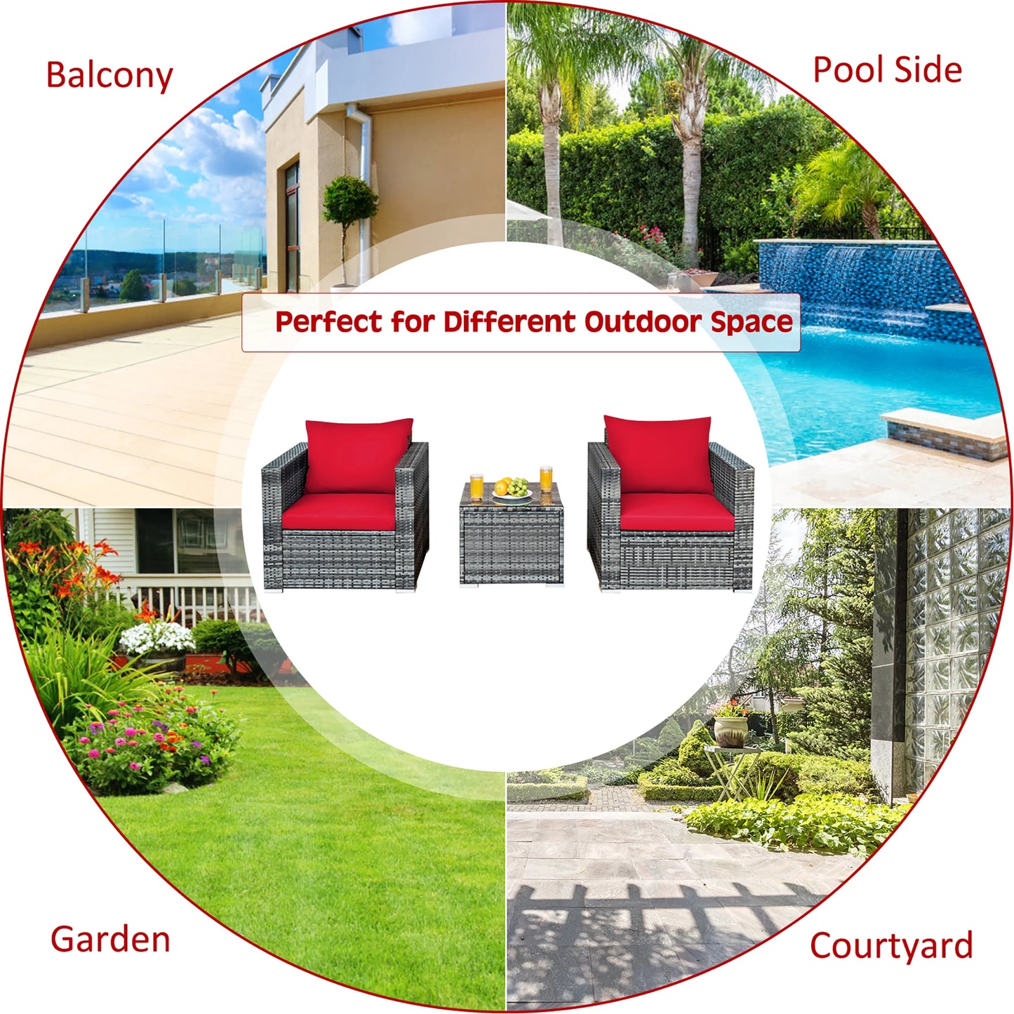 Homasis Outdoor Rattan Patio Bistro Set With Table And Chairs