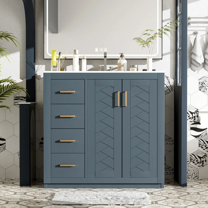 Free Standing Solid Wood Bathroom Vanity With 3 Drawers