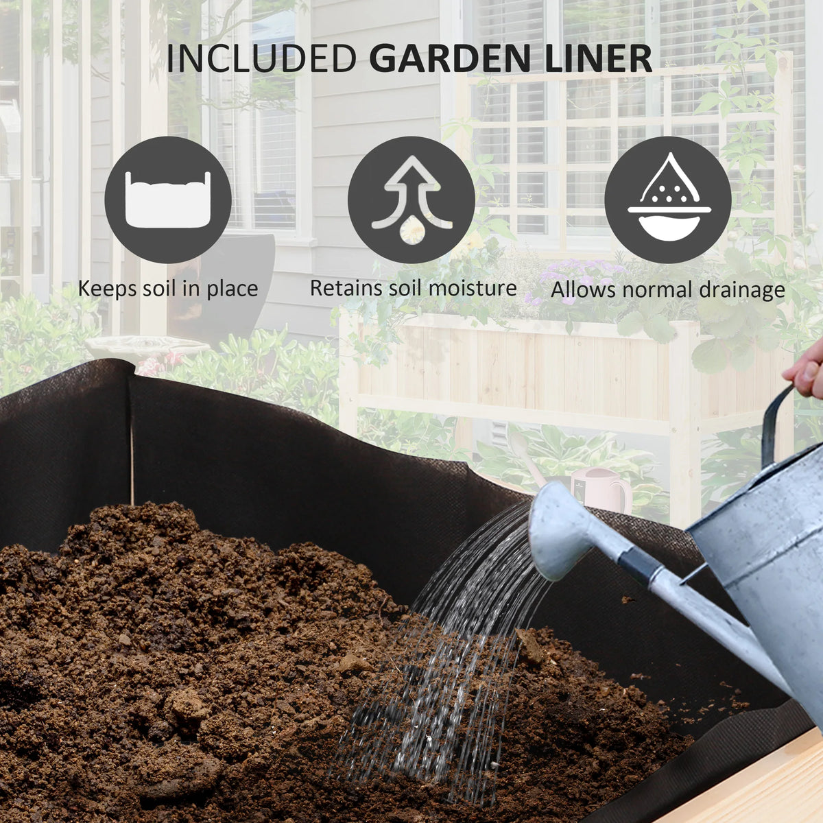 Outsunny Wooden Raised Garden Bed Planter With Trellis And Shelf