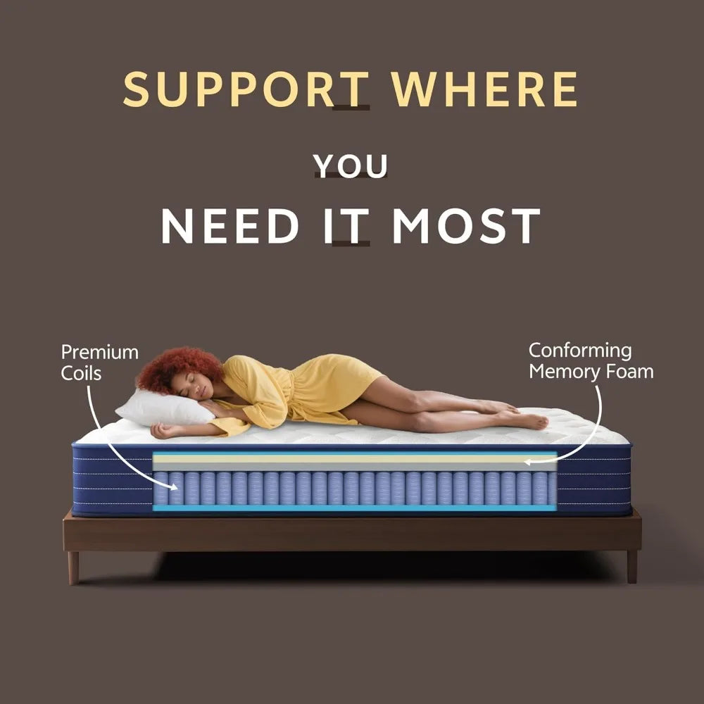 Pocket Spring And Memory Foam Mattress In A Box, Medium Firm