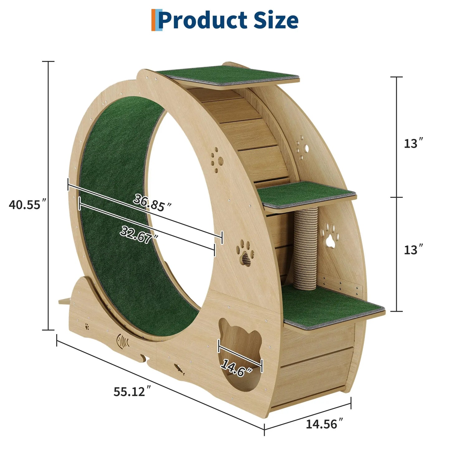 HiMISS Multifunctional Cat Exercise Wheel Scratch Post