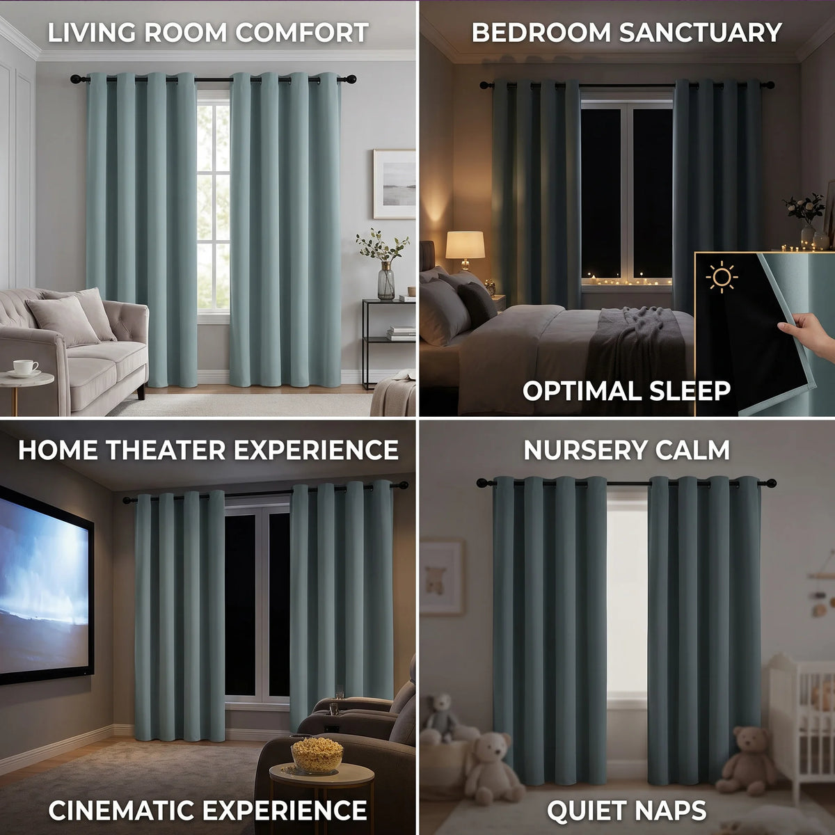 Blackout Waterproof Grommet Curtains For Bedroom Light Blocking Drapes