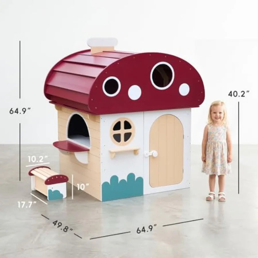 MDNG Solid Wood Kids Playhouse With Chalkboard And Utility Table