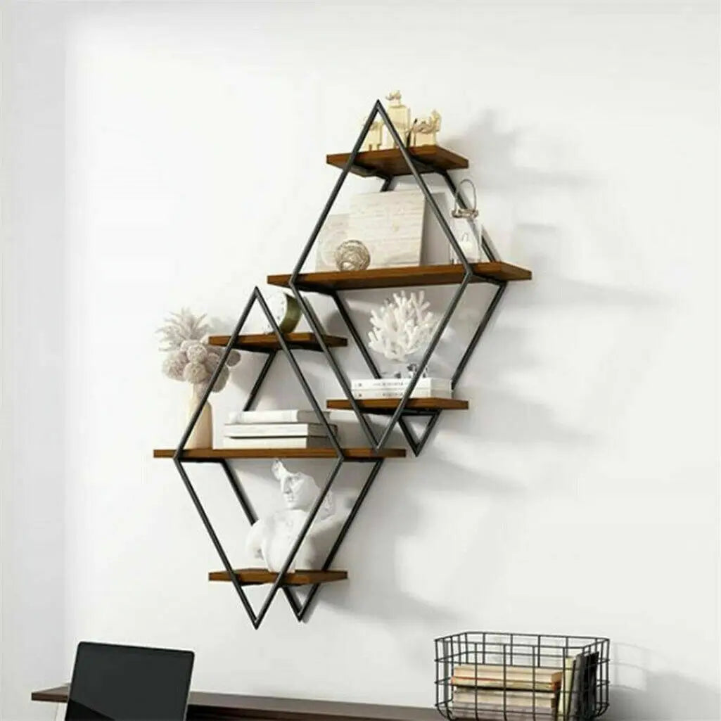 Rustic Wall Mounted Floating Wooden Shelves For Kitchen Storage