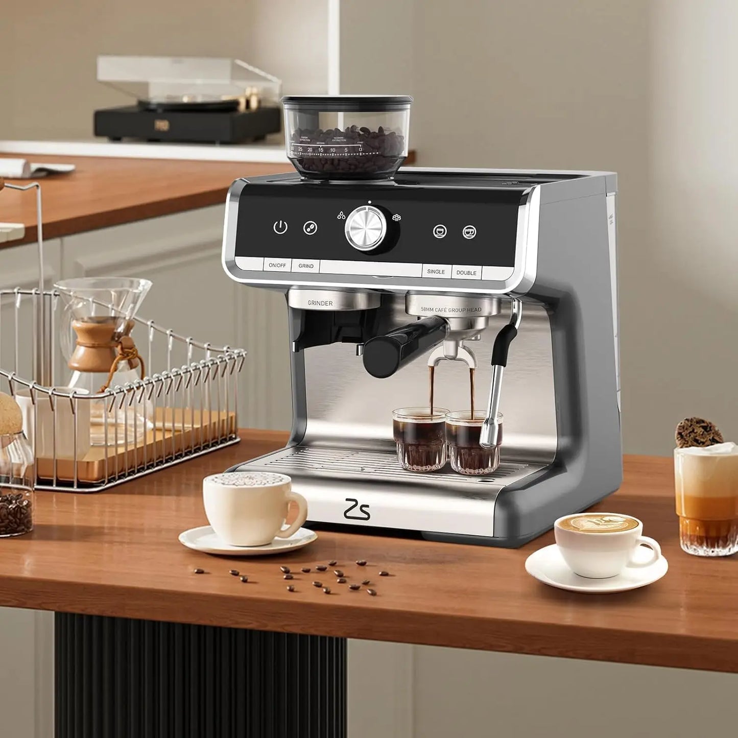 Acekool 20 Bar Semi Automatic Espresso Coffee Machine With Grinder