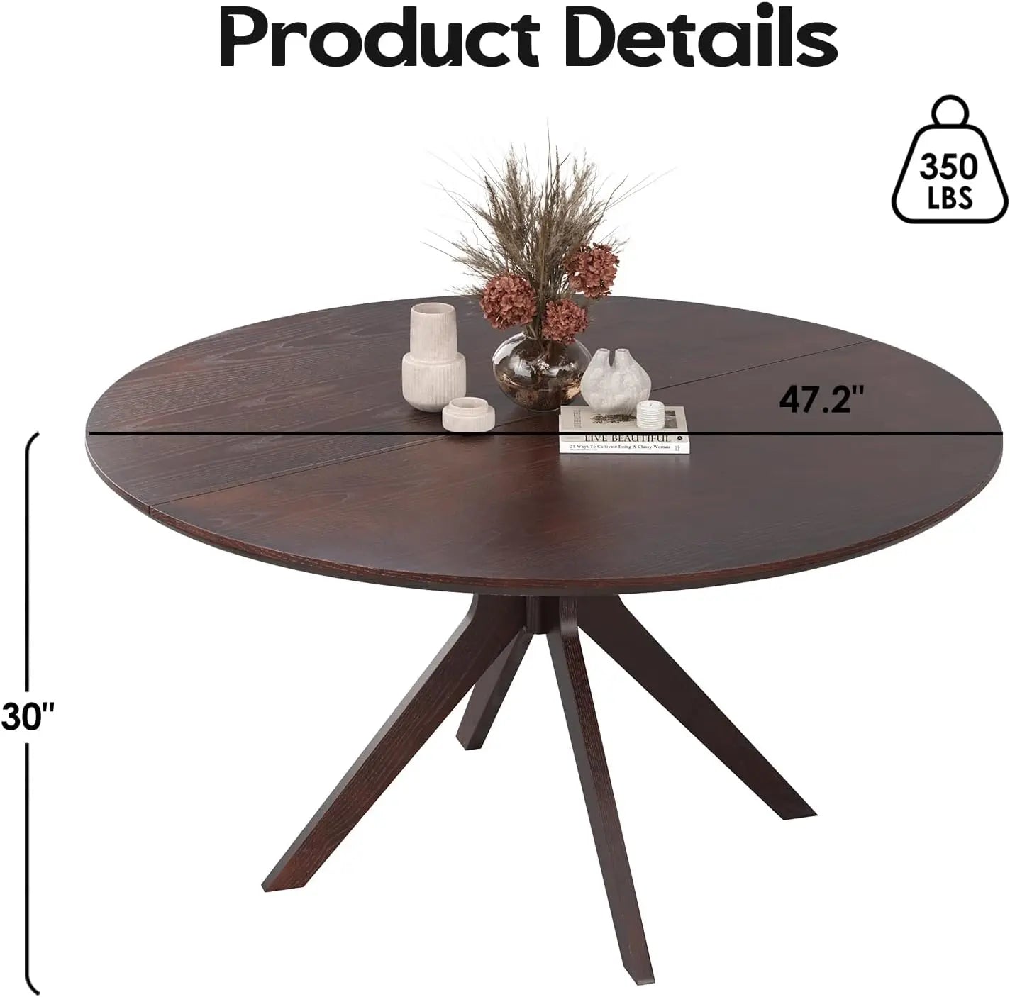 Farini Round Natural Wood Dining Table For Four Persons