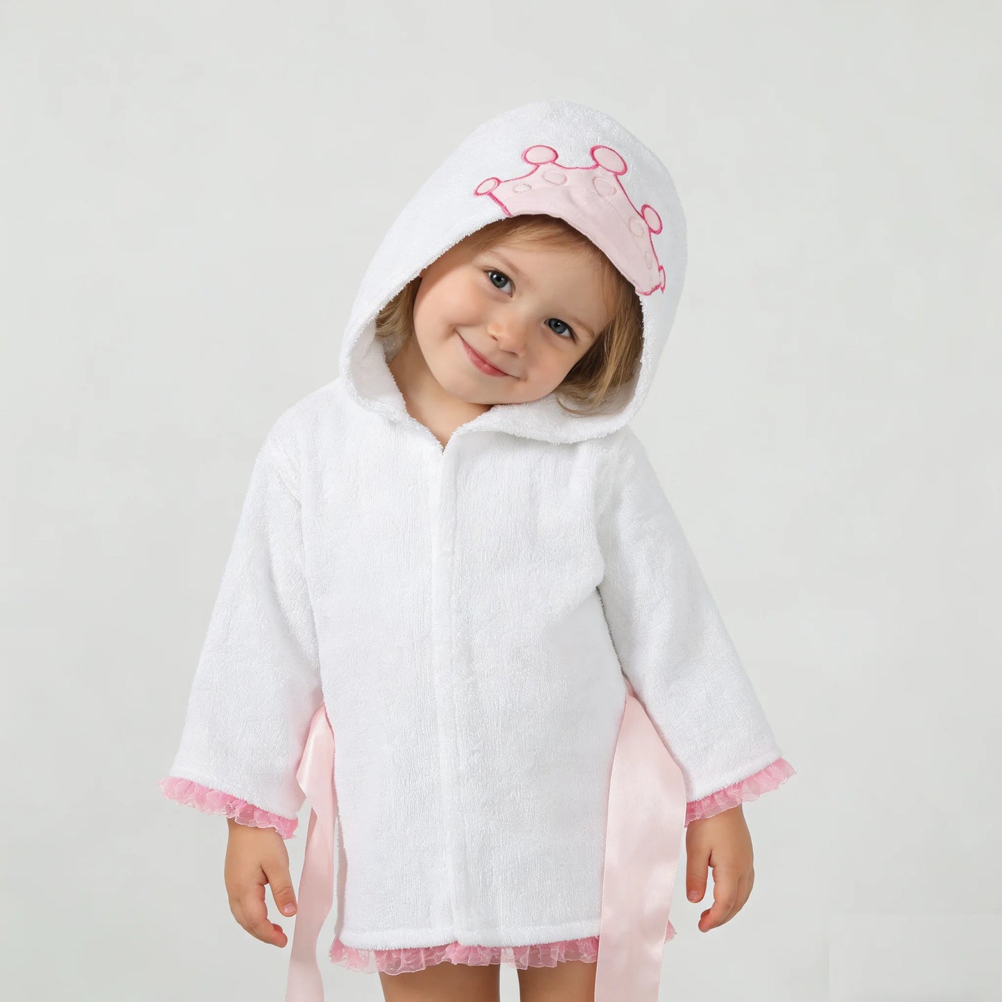 SZCQ Girls Princess Crown Hooded Terry Cotton Bathrobe