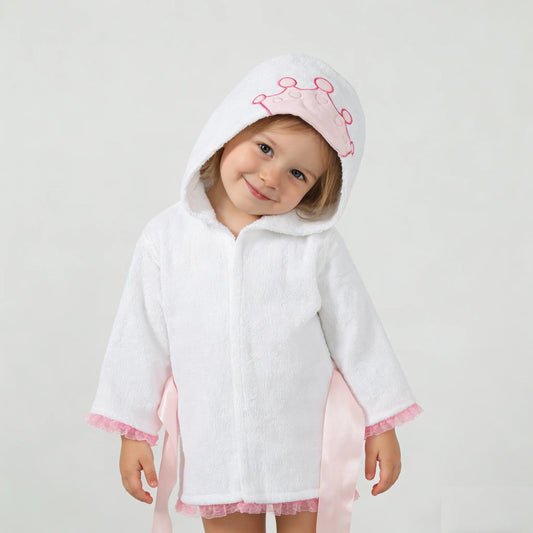 SZCQ Girls Princess Crown Hooded Terry Cotton Bathrobe