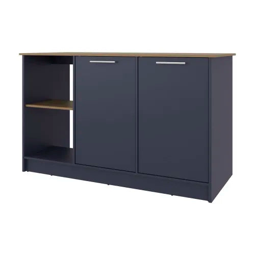 Premium Solid Wood Kitchen Island Featuring Two Doors And Wide Shelving