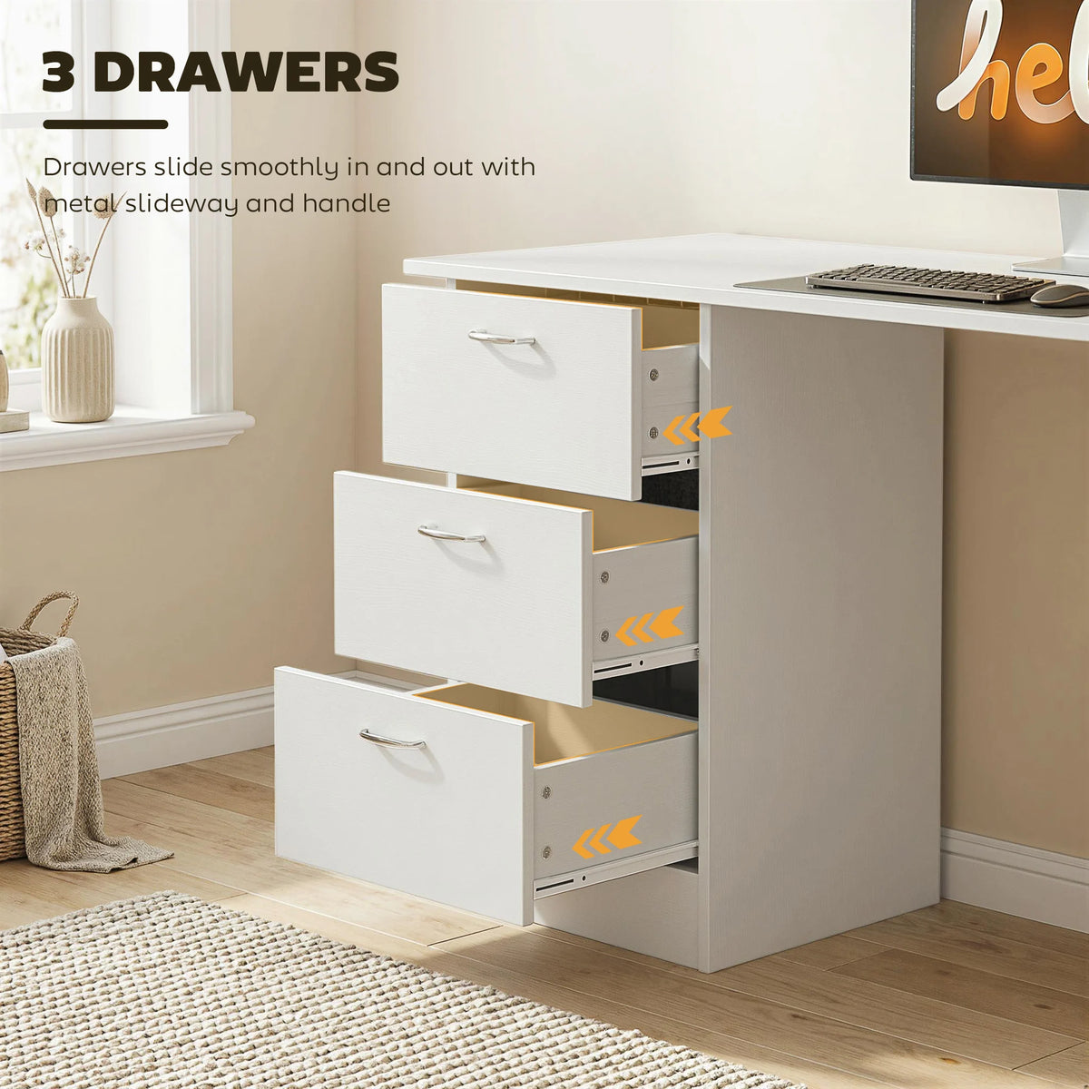HOMCOM Computer Desk With Drawers And Shelves For Home Office