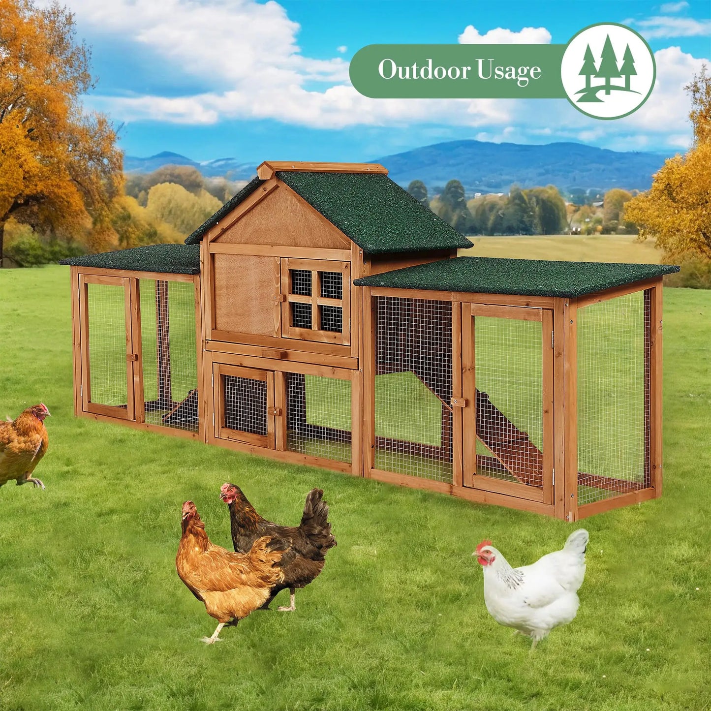 DishyKooker Two Story Wooden Bunny Hutch With Ramp And Run