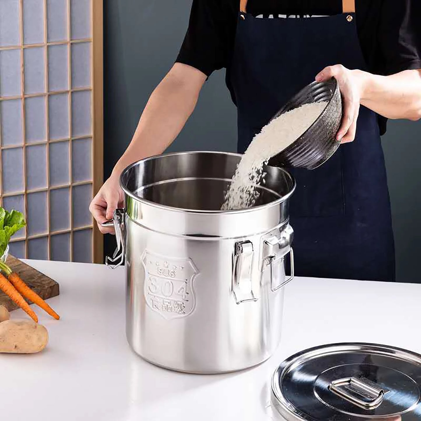 Stainless Steel Airtight Kitchen Rice Cereal Storage Canister