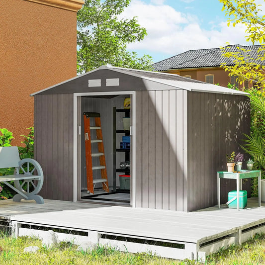 Metal Outdoor Storage Shed With Lockable Doors And Air Vents