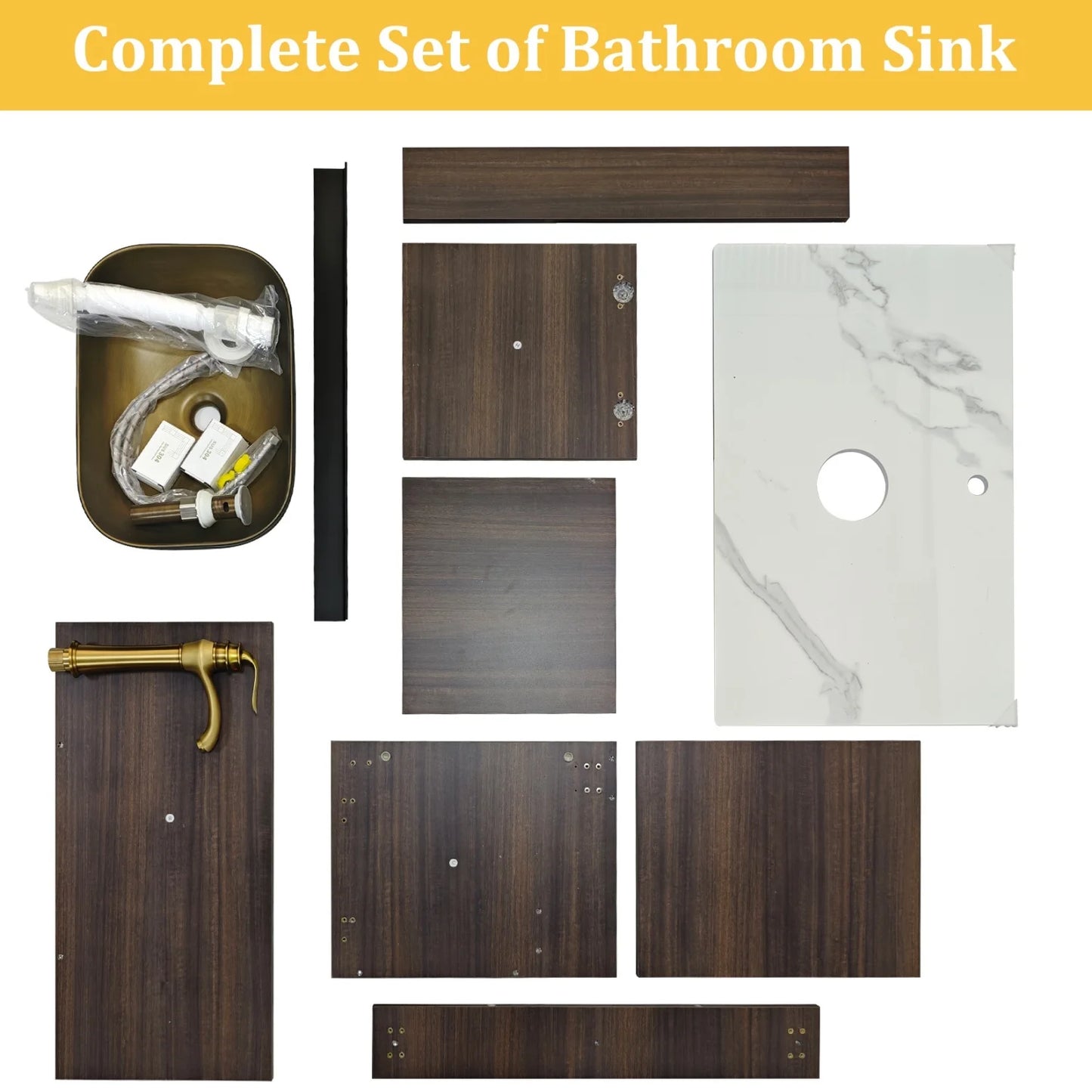 Wall Mounted Bathroom Vanity Sink Set With Ceramic Basin StoneTop