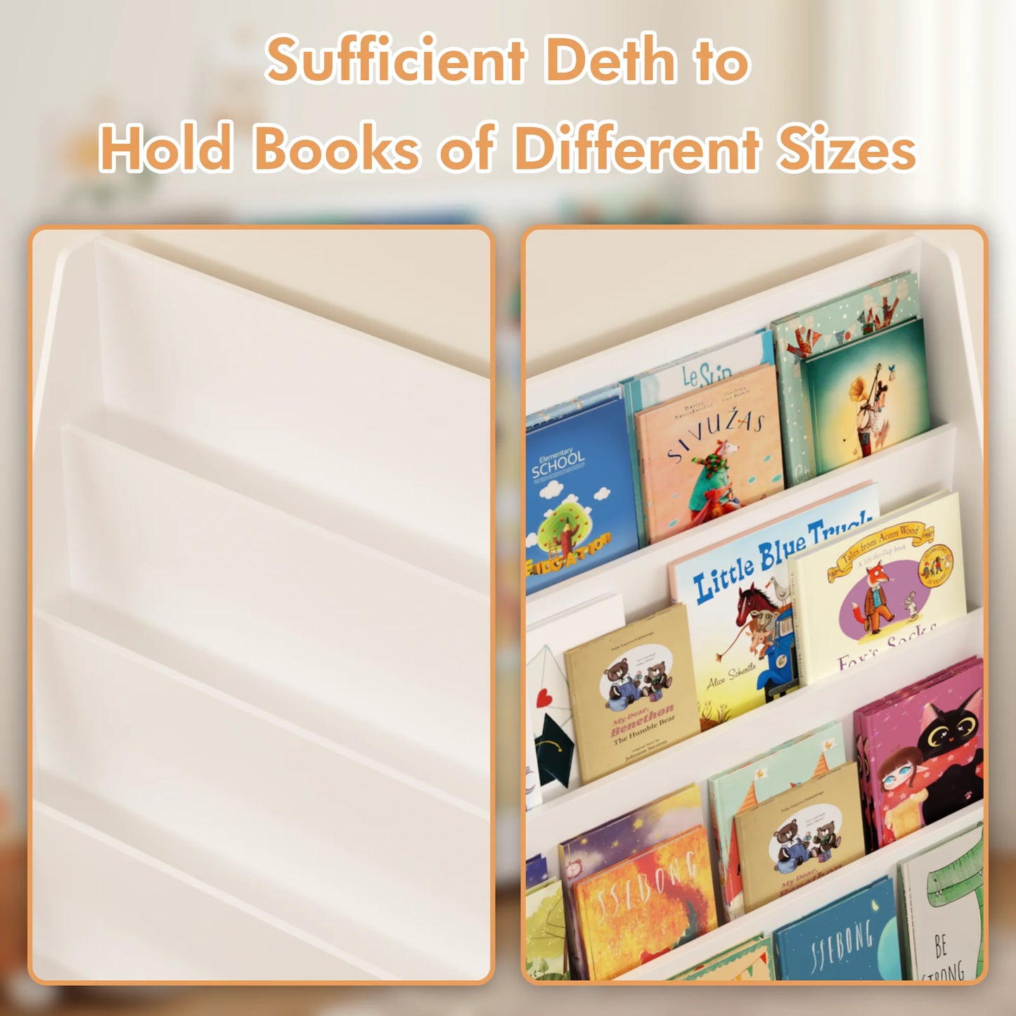 Four Tier Kids Bookshelf Display Organizer For Bedroom And Playroom