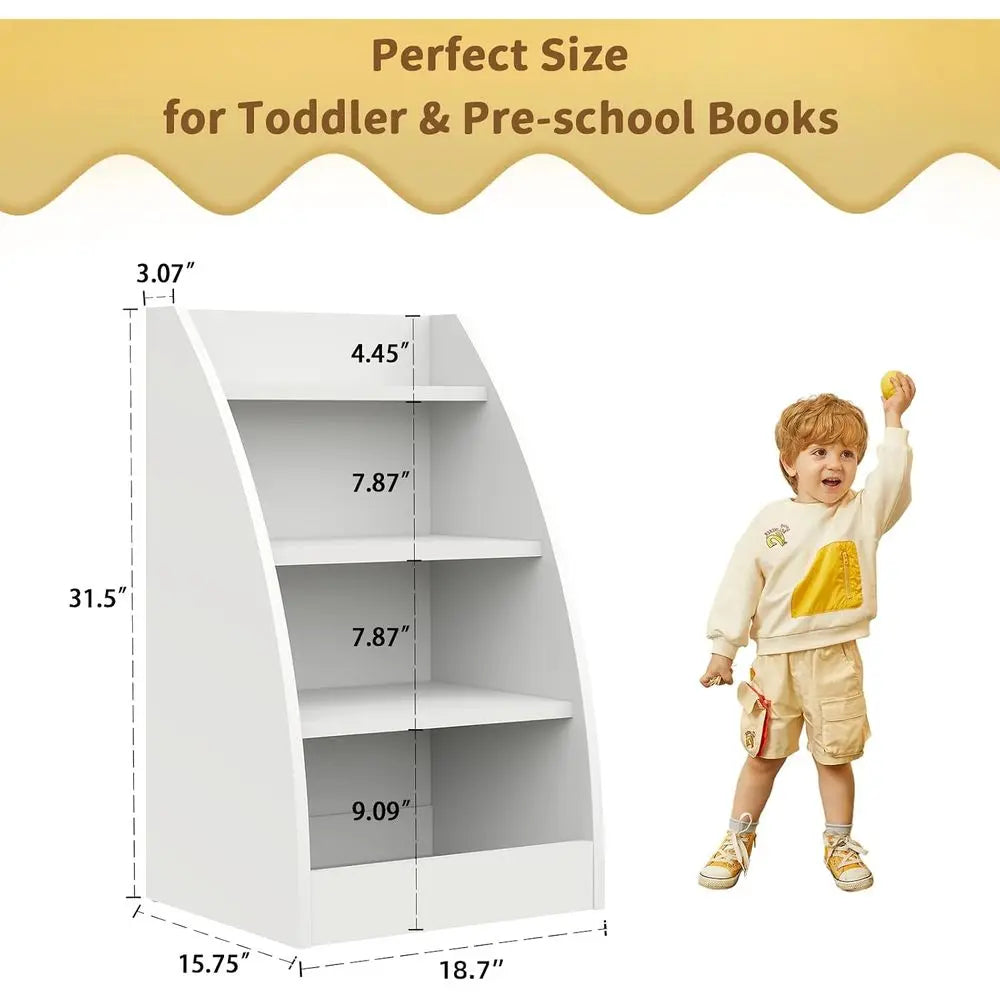 Wooden Children Bookshelf And Toy Storage Organizer Unit