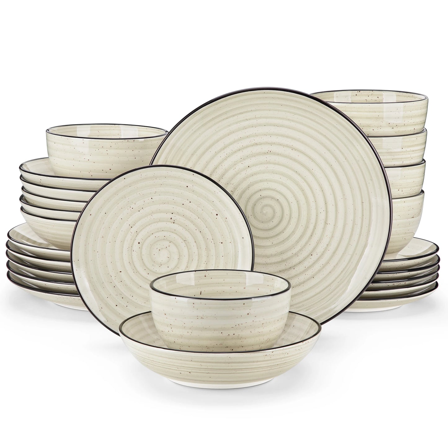 Malacasa Hand Painted Spiral Ceramic Dinnerware Set