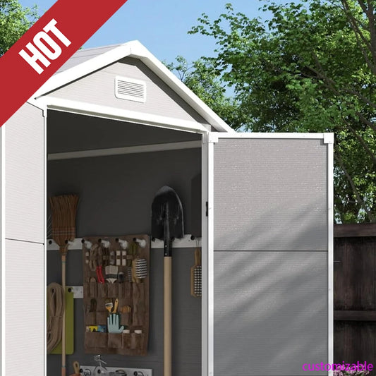 2025-hotOutdoor Resin Storage Shed 6x4.5 FT, Plastic Garden Shed for Bike, Garbage Can, Tool, Outside Sheds with Lockable Door