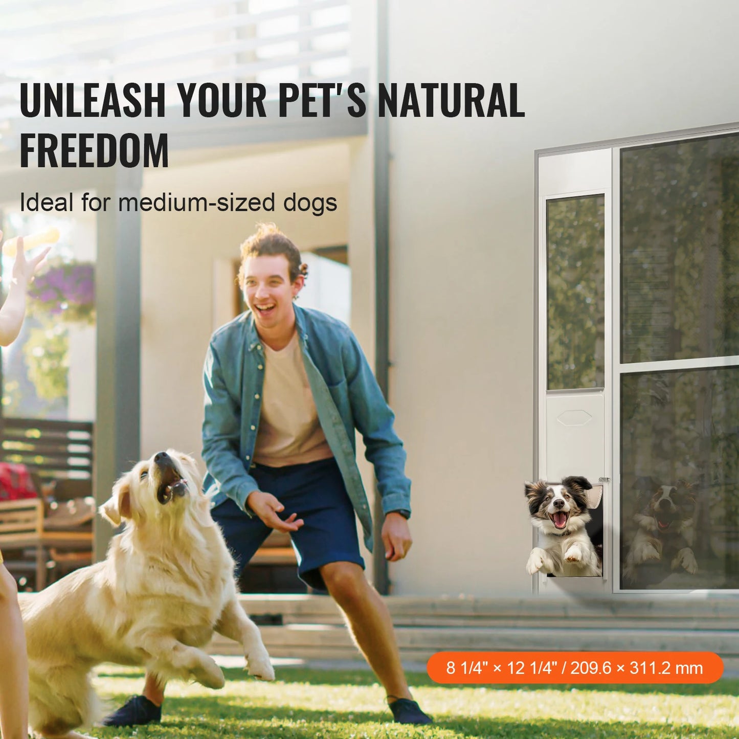 SucceBuy Adjustable Sliding Glass Pet Door Featuring Aluminum Frame