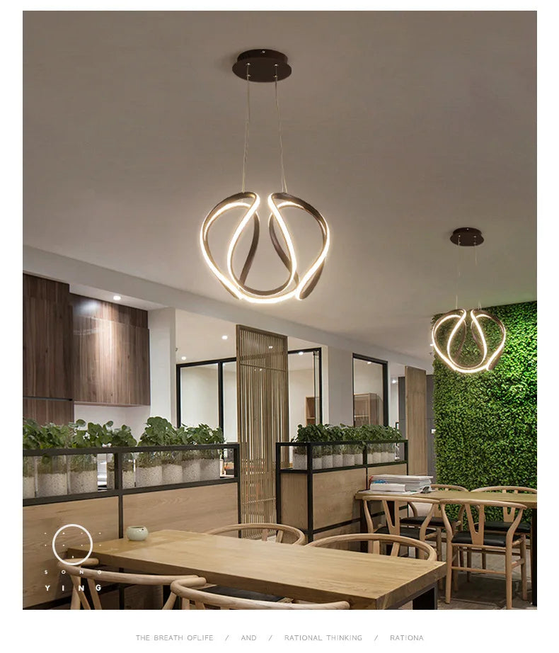 Vetrulus Polished Chrome Nordic Twisted LED Pendant Light Chandelier