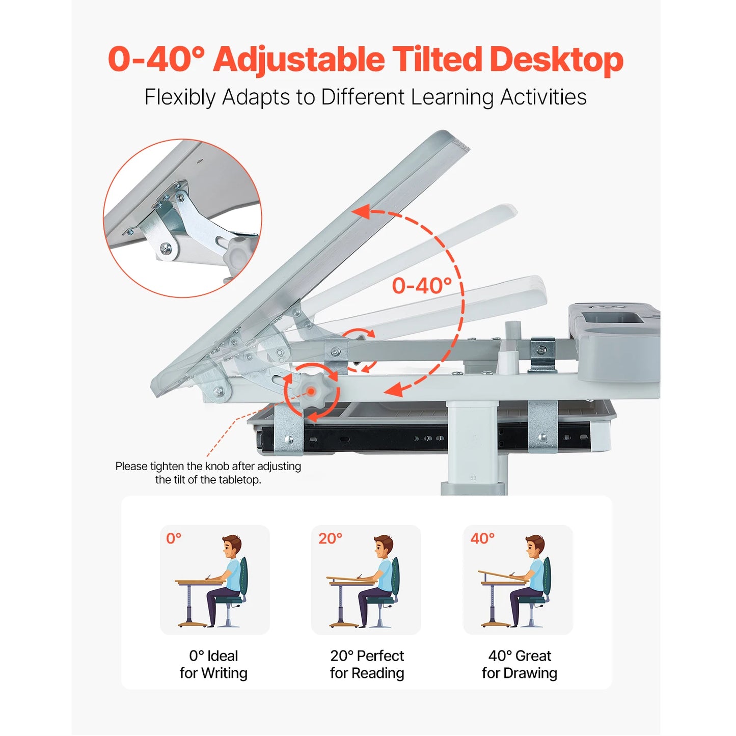 SucceBuy Kids Ergonomic Study Desk And Chair Set With Lamp