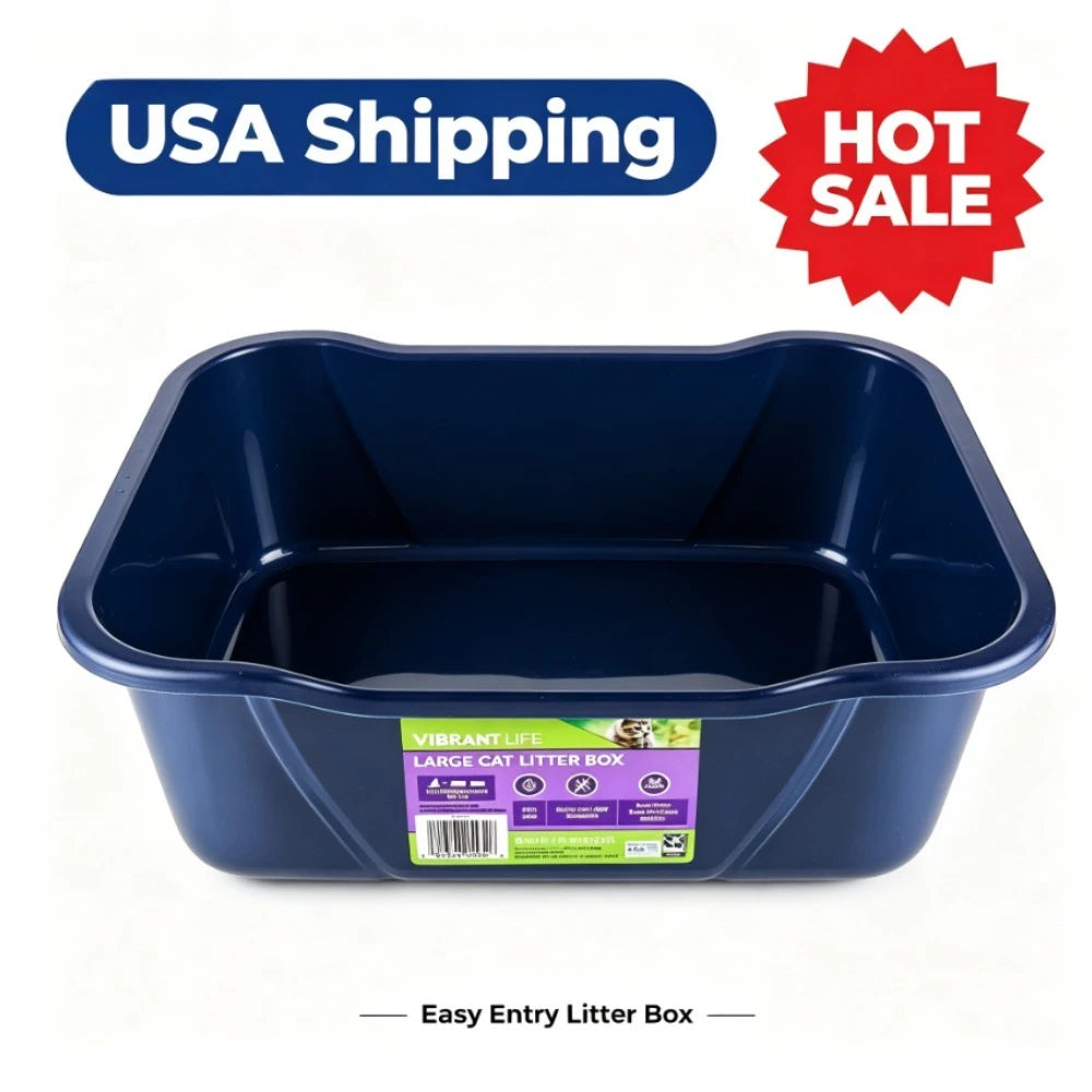 High Capacity Open Cat Litter Box With Scoop For Indoor Cats