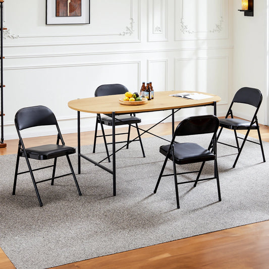JHK Padded Folding Chair With Faux Leather Upholstery For Home