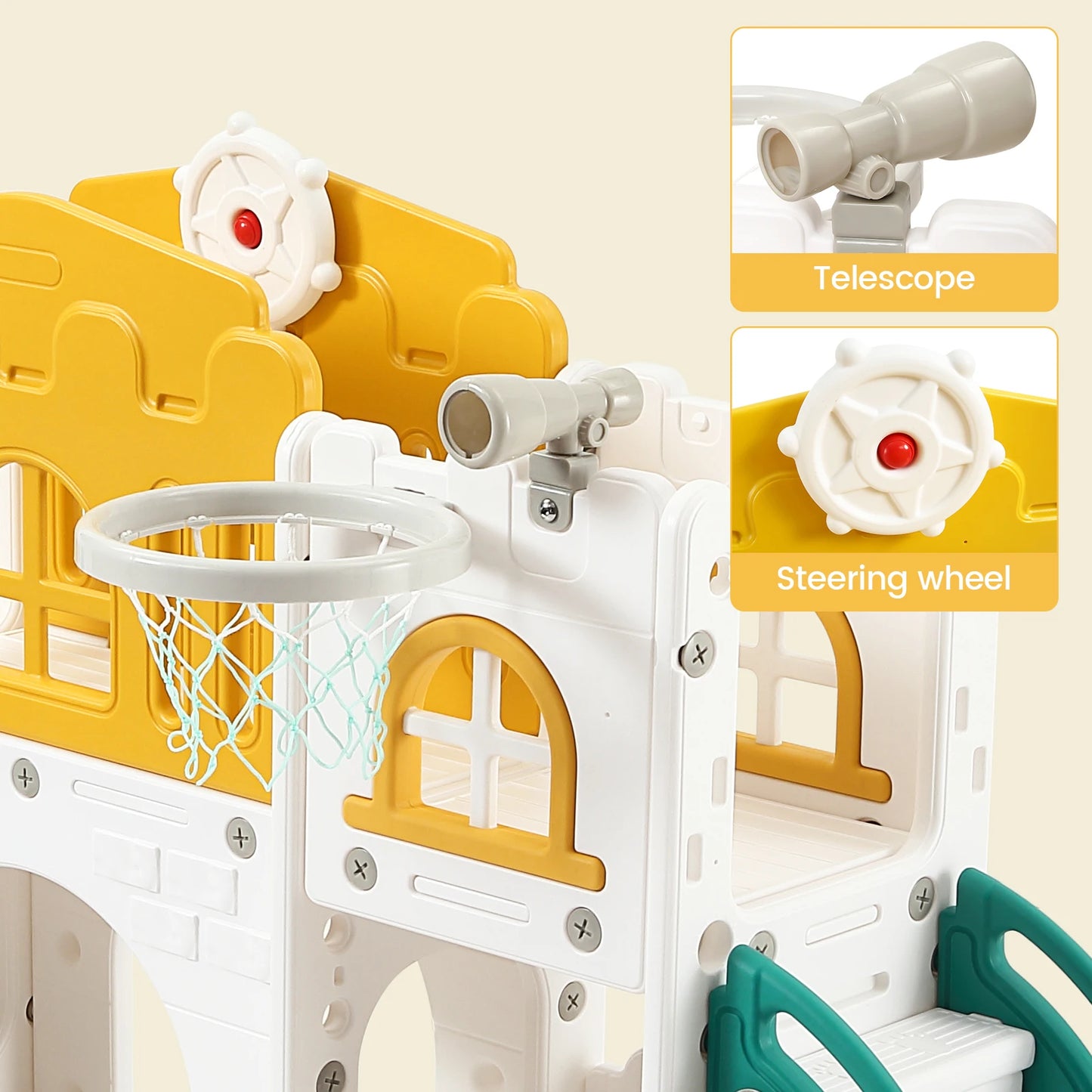 8 In 1 Toddler Slide Indoor Playground Playset Basketball Hoop