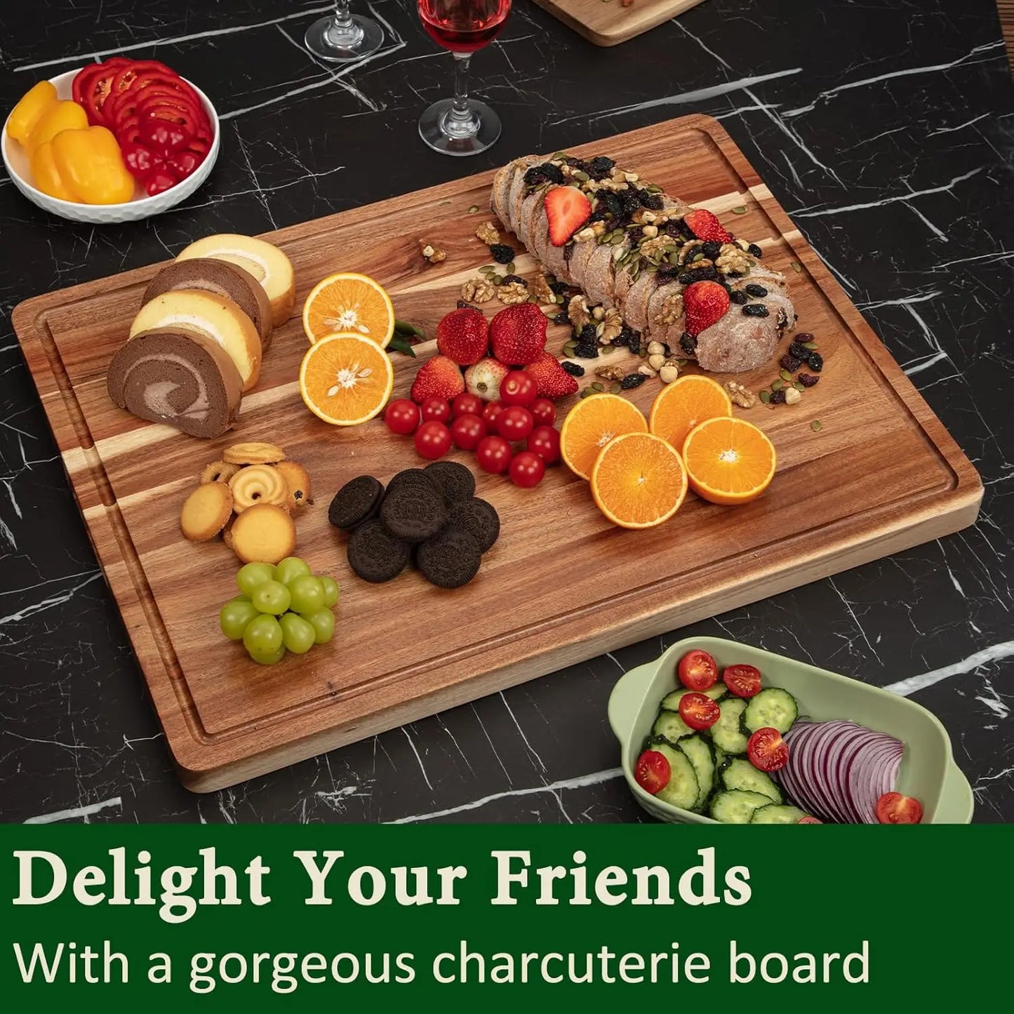 Twister.Ck Extra Large Acacia Wood Butcher Block Cutting Board With Side Handles
