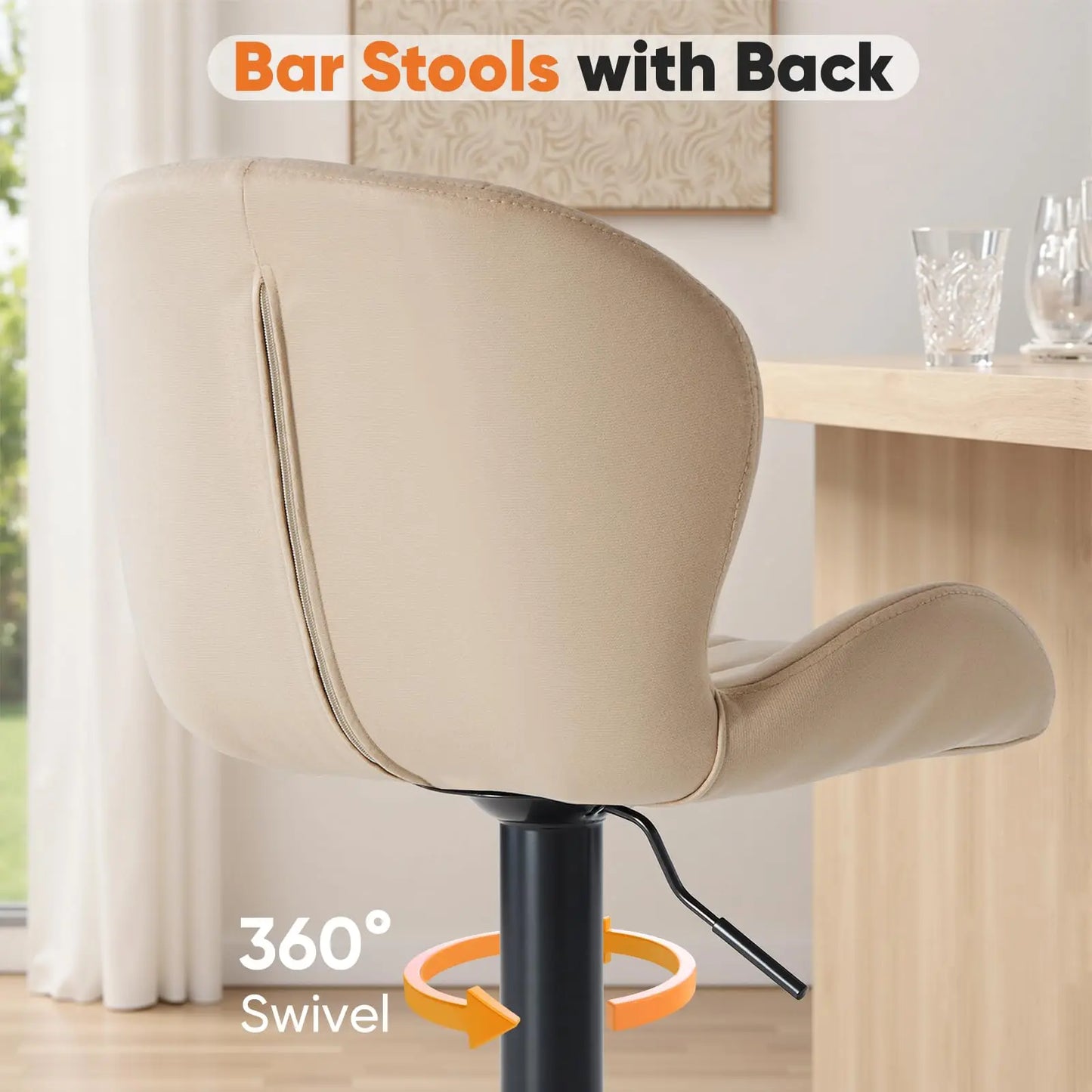 JHK Elegant Fabric Dining Chairs Set Of Two For Kitchen