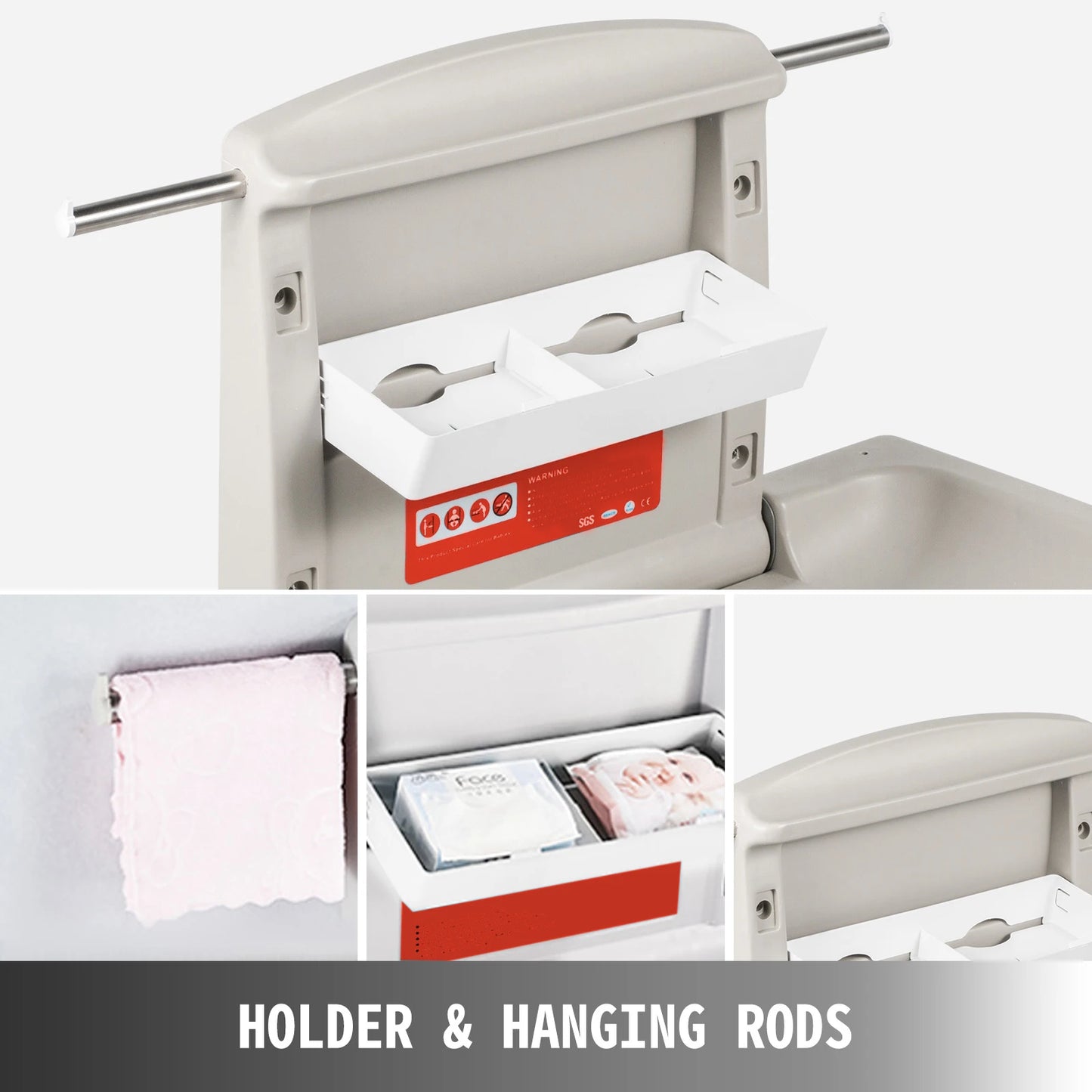 VEVOR Commercial Wall Mounted Baby Diaper Changing Station