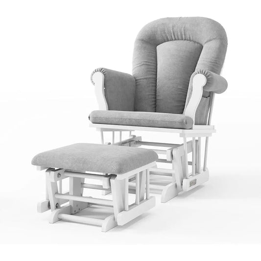 Nursery Glider Rocker And Ottoman Set With Storage Cushion