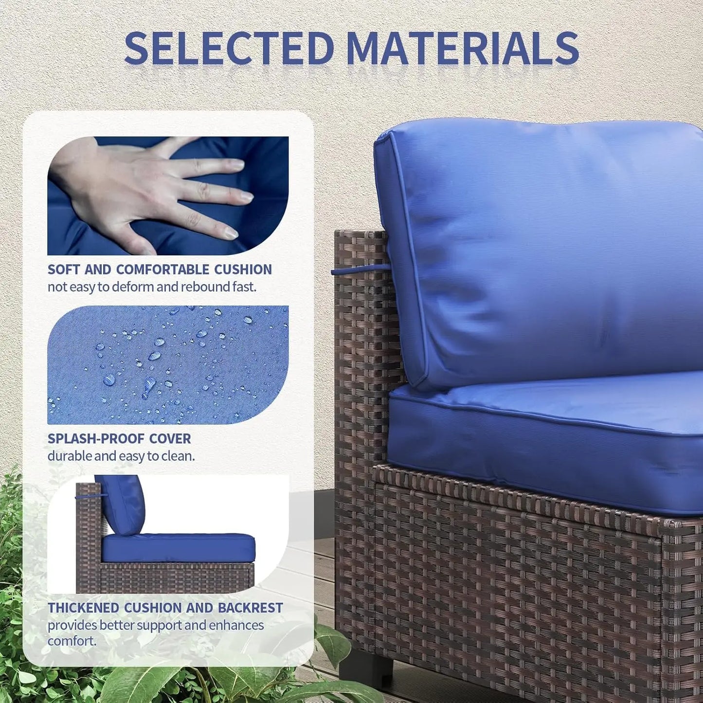 HobbyLane Seven Piece Modular Outdoor Furniture With Rattan Wicker Sofa