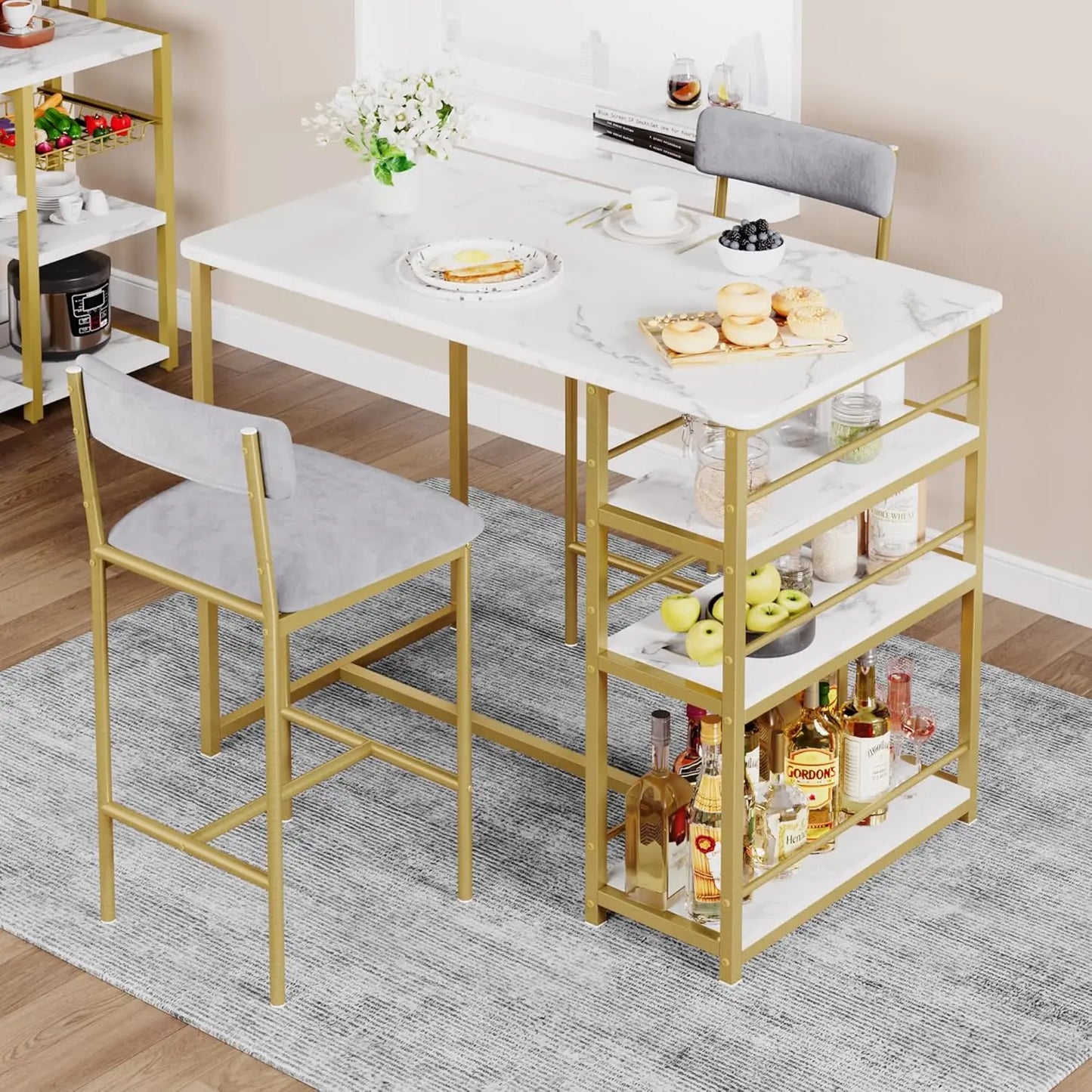 TwisterCK Modern Three Piece Bar Table Set With Chairs