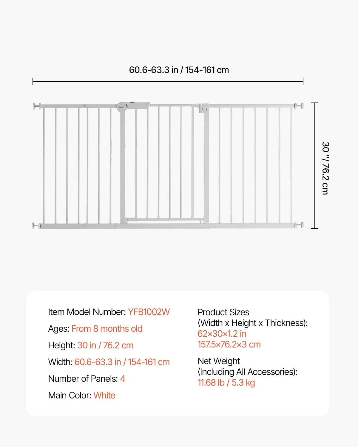 SucceBuy Walk Through Pressure Mount Baby Pet Safety Gate