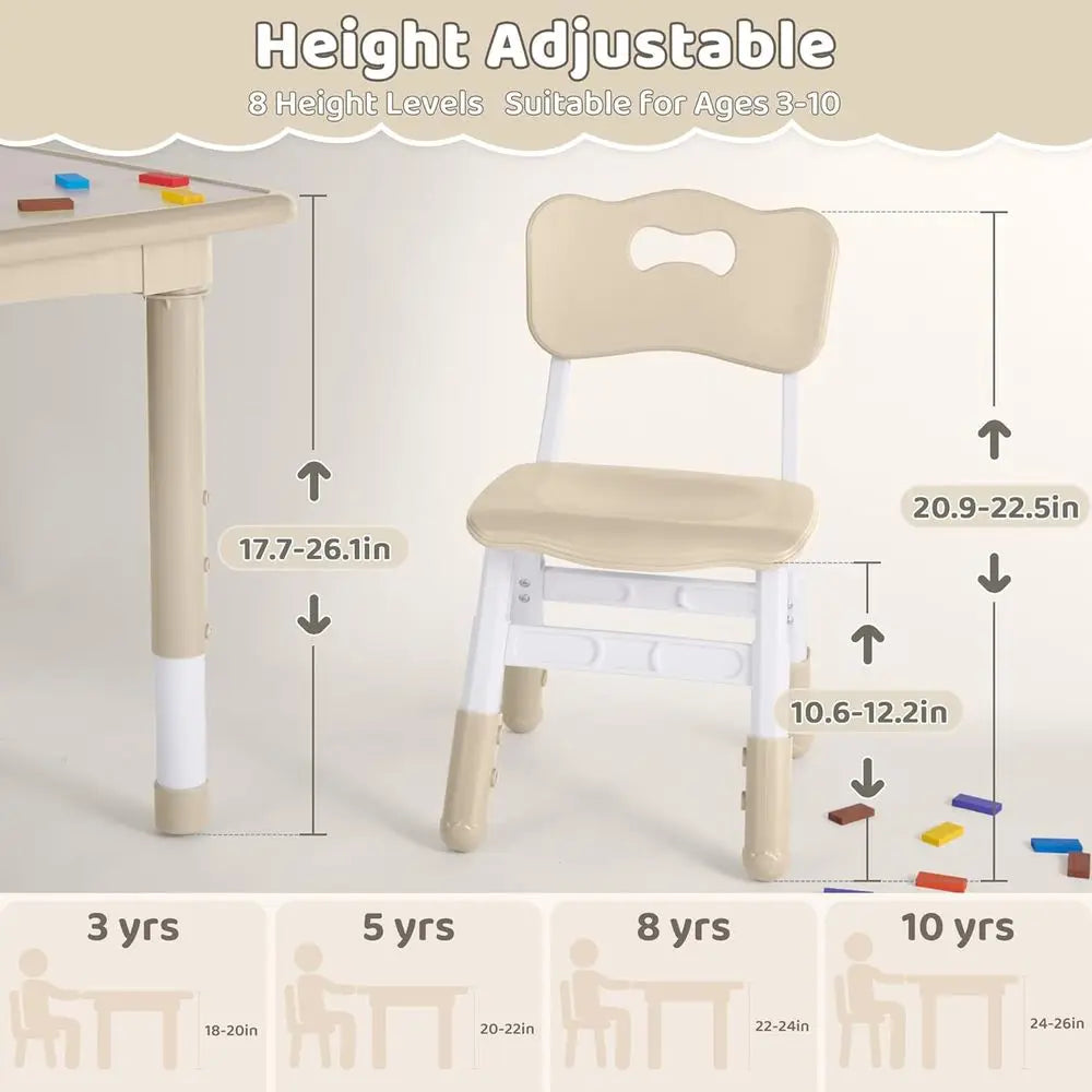 Kids Adjustable Table And Chairs Set For Toddlers Multi Activity