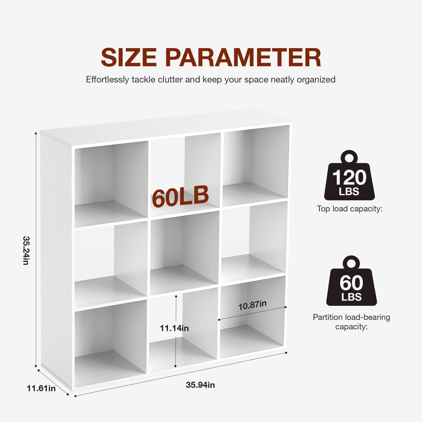 JHK Nine Cube Storage Organizer Wooden Shelf Bookcase