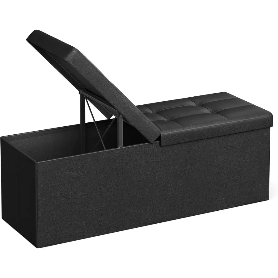 XIUWO Padded Storage Ottoman Bench With Flip Lid Design
