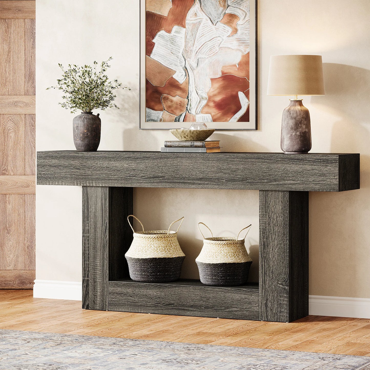 Tribesigns Farmhouse Console Table With U-Shaped Base