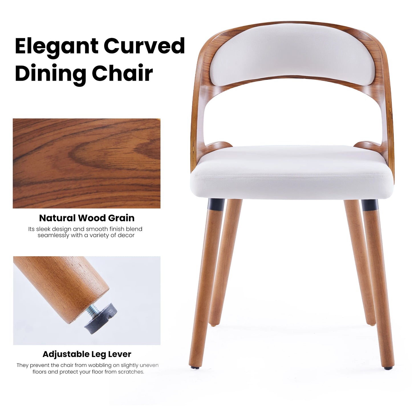 Farini Modern Wood Dining Chairs With Curved Backrest