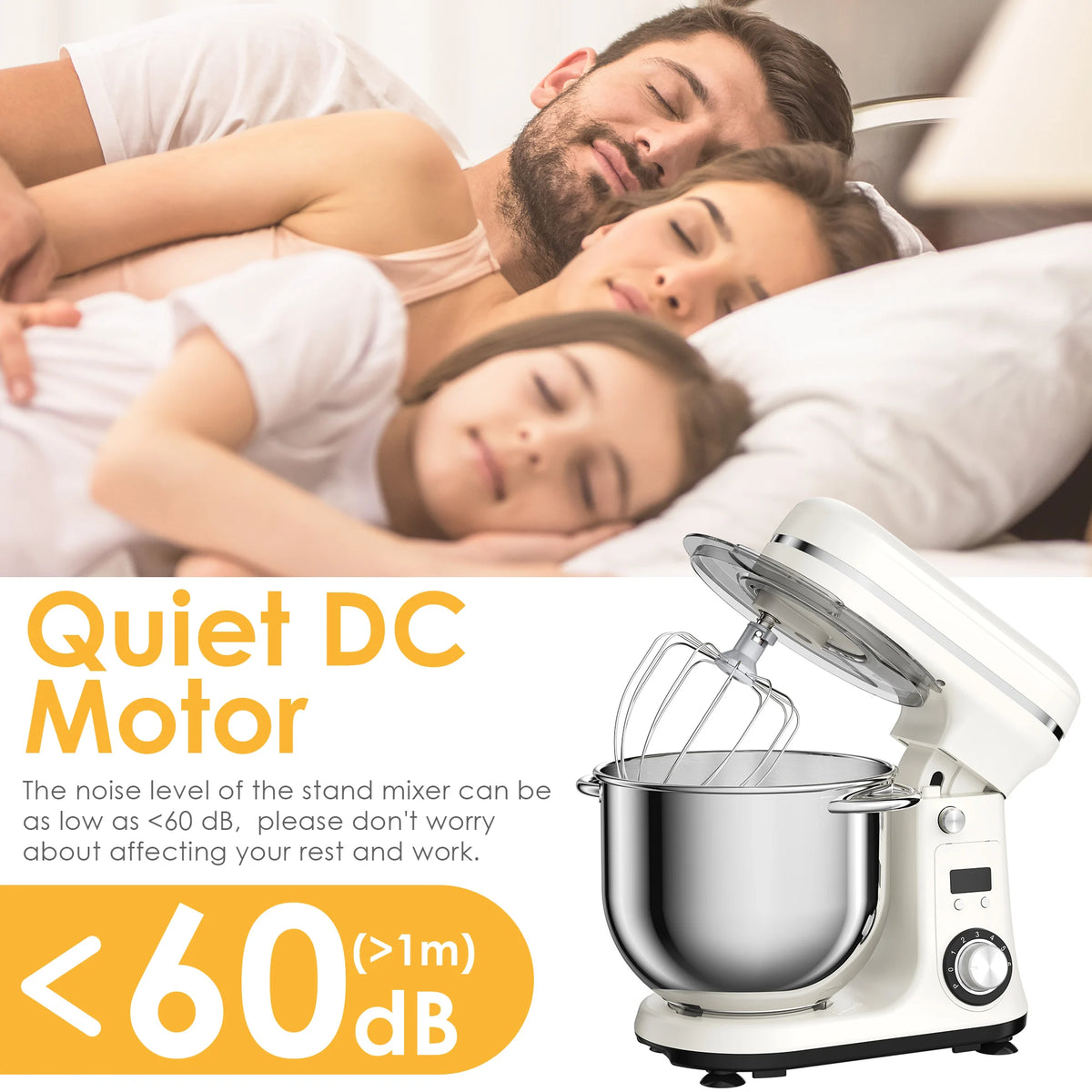 Biolomix Stand Mixer With Quiet Motor And Dough Kneading Attachments