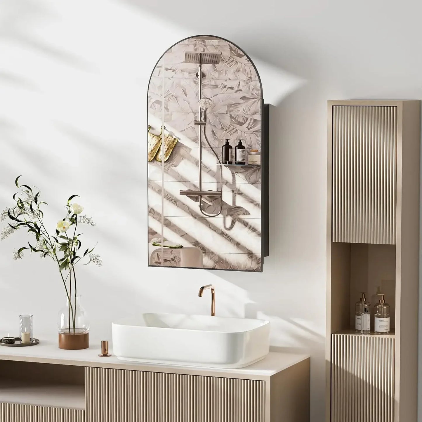 Bathroom Wall Mounted Medicine Cabinet With Mirror And Shelves