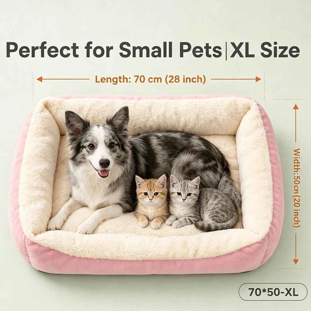 Warm Plush Orthopedic Pet Bed With Raised Edges For Pets