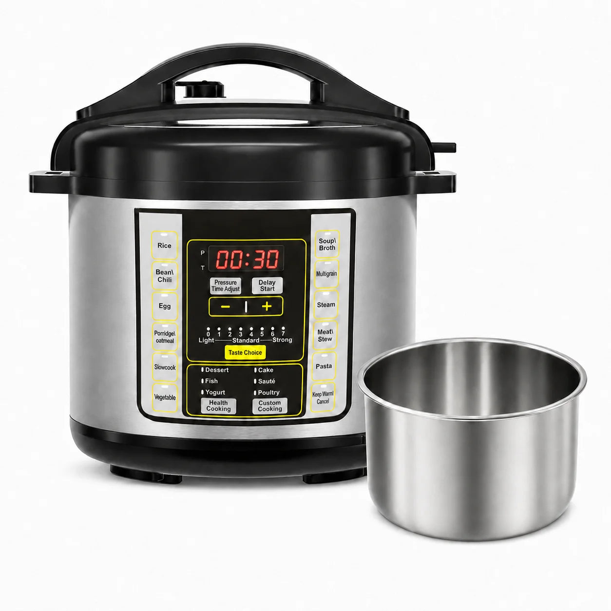 Electric Pressure Cooker Featuring Safe Venting And Durable Stainless Steel