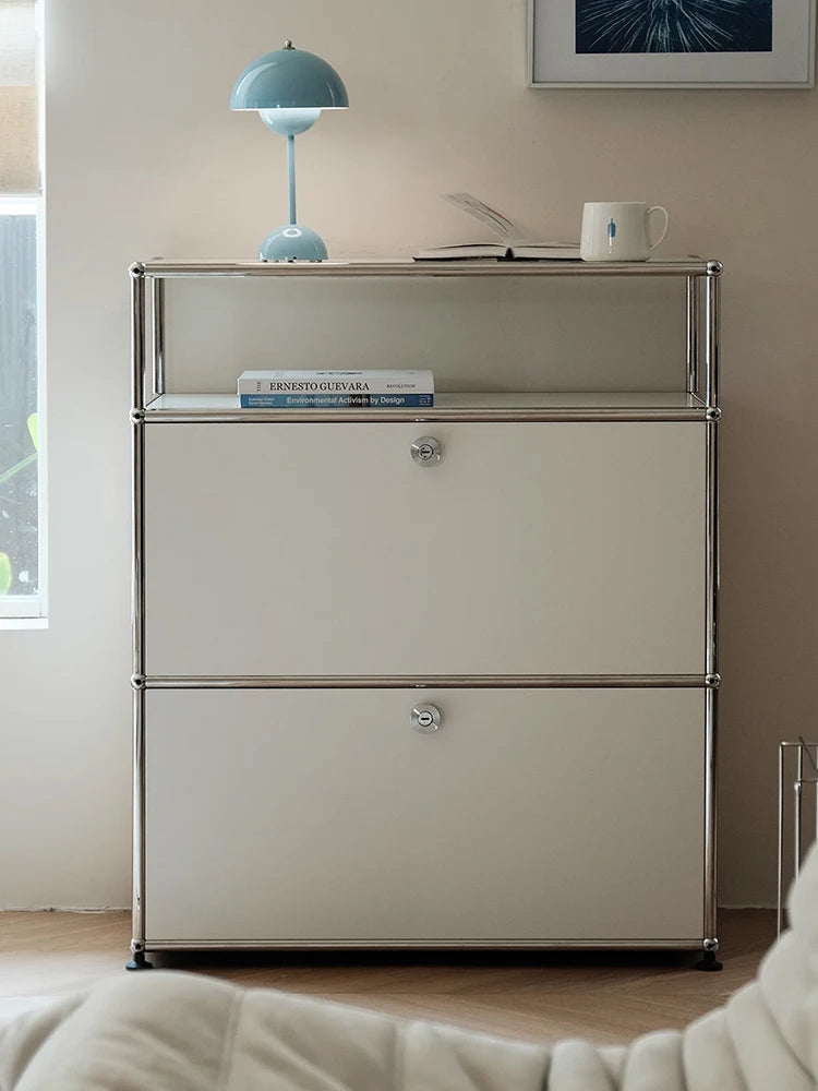 Bigcityfur TV Stand Corner Metal Storage Display Cabinet