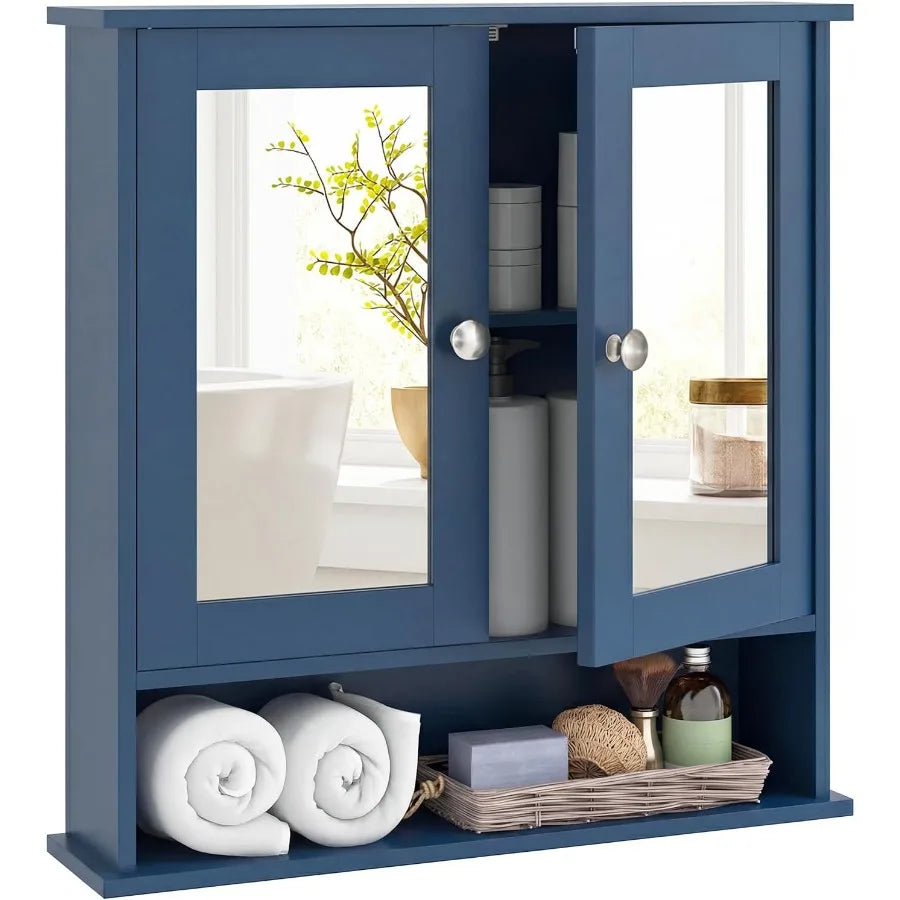 XIUWO Bathroom Medicine Cabinet With Mirror Wall Mounted